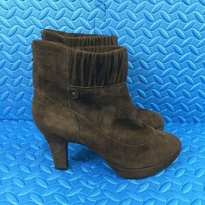 Indigo by Clarks Womens Shoes Size 9M Brown Leather Scrunch Cuffed Ankle Boots